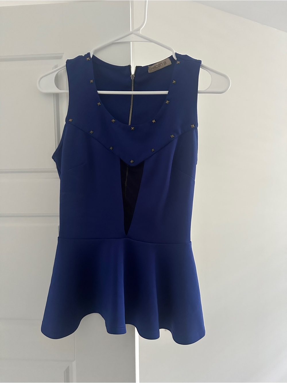 Royal Blue Sleeveless Peplum Top